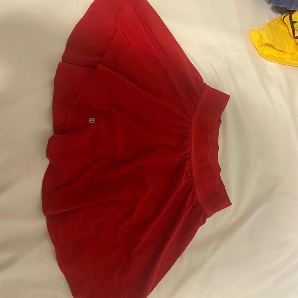 Dark red court side long skirt